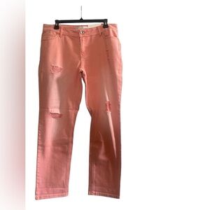 Womens Peach Colored Girlfriend Ankle jeans NWT